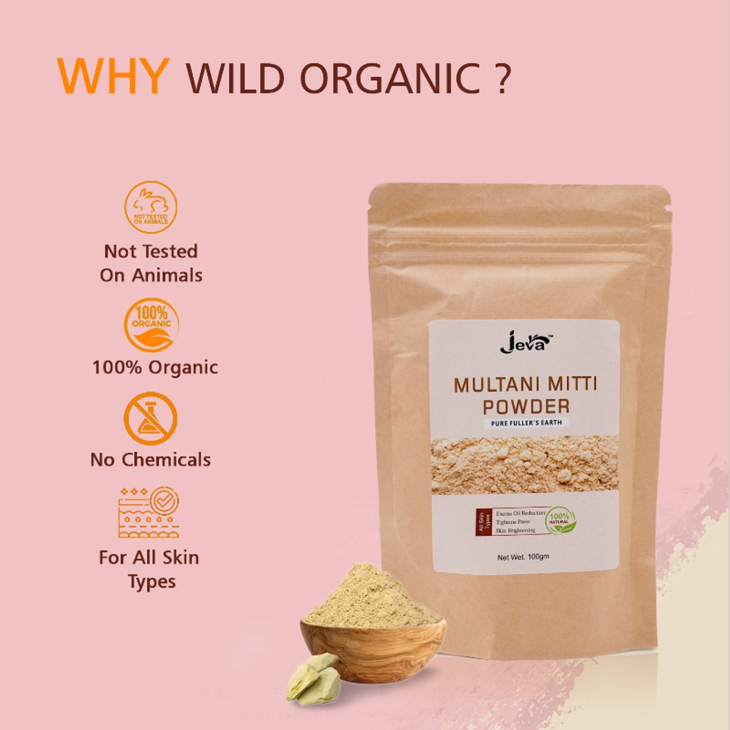 Jeva Multani Mitti Powder Face Pack - Deep Cleansing & Oil Control
