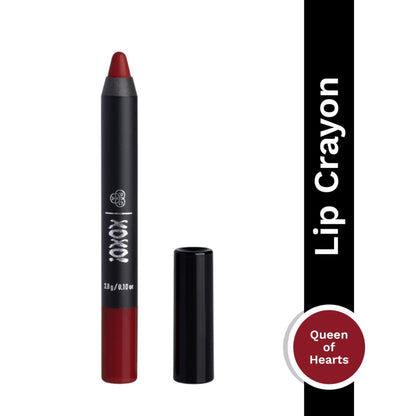PAC XOXO Lip Crayon - Highly Pigmented, One Swipe Payoff, Comfortable Matte, 12 Wear - Queen Of Hearts