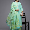 Dhiyona IE Women Blue Ethnic Motifs Printed Pure Cotton Kurta with Palazzos & With Dupatta
