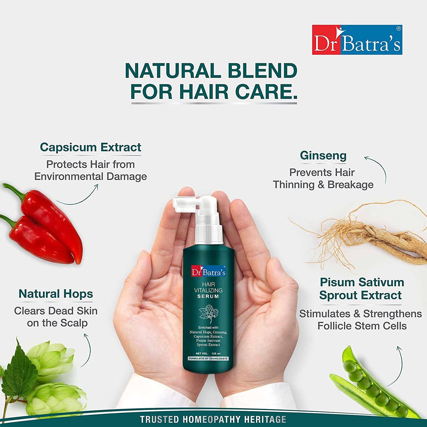 Dr Batra's Hair Vitalizing Serum,Tricologists recommended-125ml,Paraben & Sulphate-Free