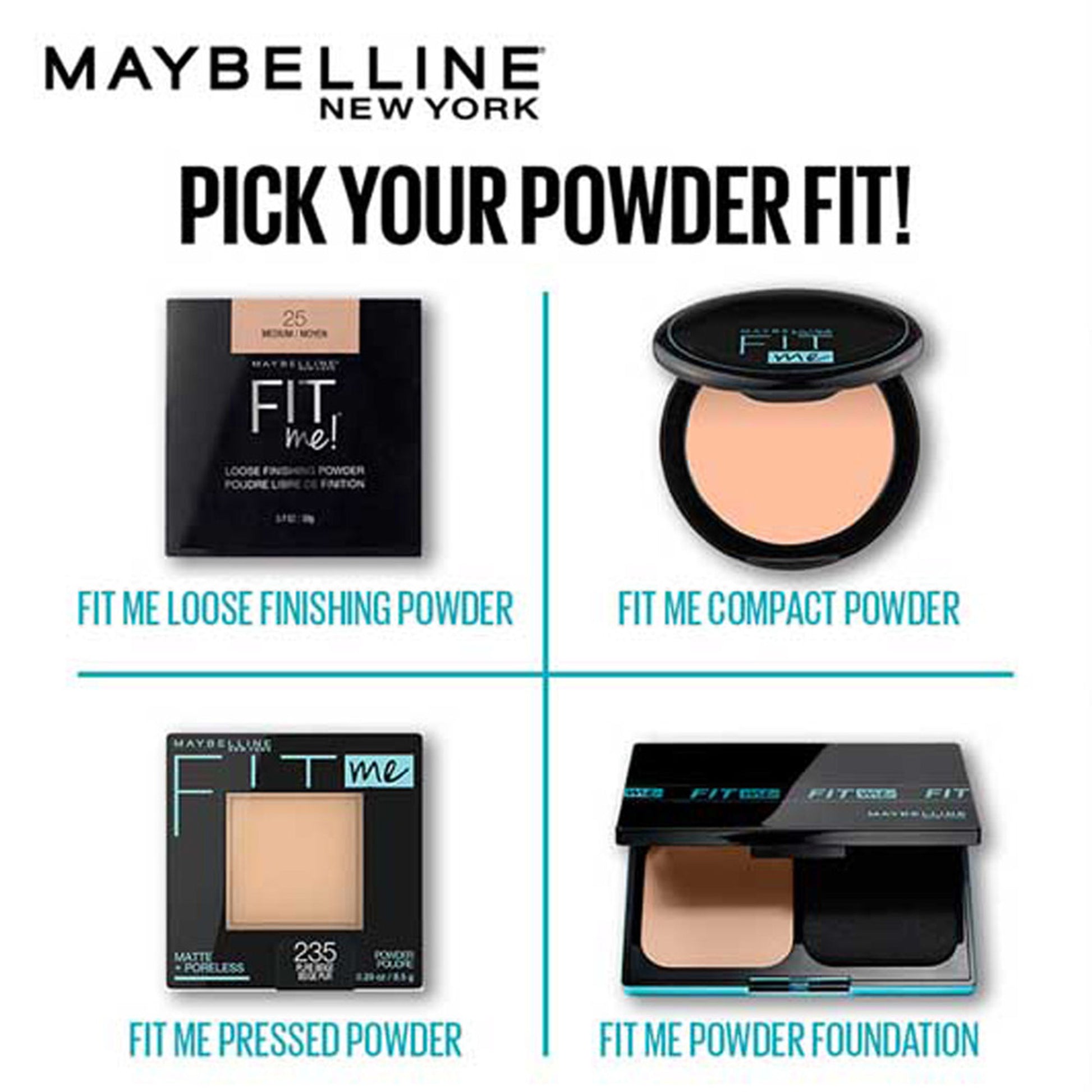 Maybelline New York Fit Me Matte + Poreless Pressed Powder, Lightweight - 110 Porcelain - 110 Porcelain