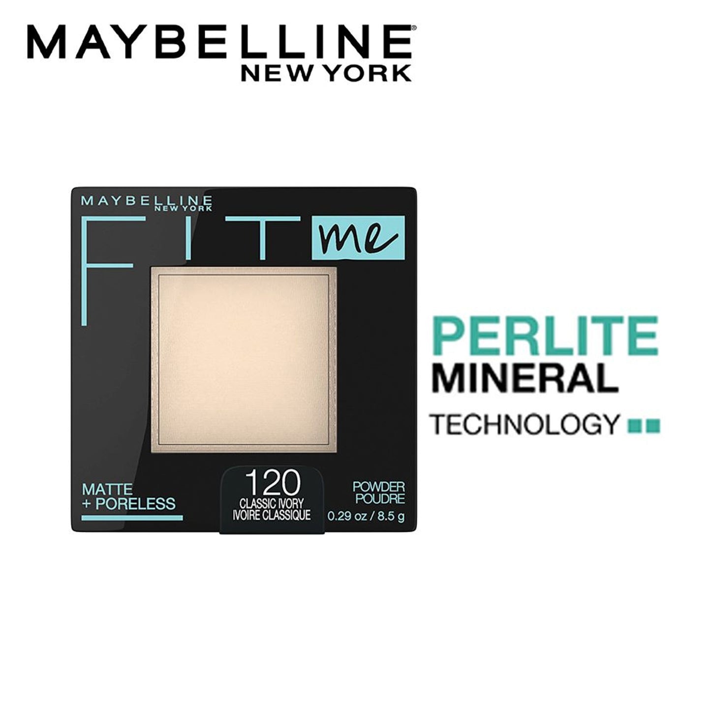 Maybelline New York Fit Me Matte + Poreless Pressed Powder, Lightweight - 110 Porcelain - 120 Classic Ivory