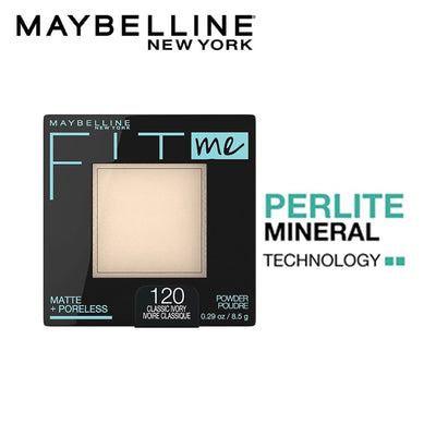 Maybelline New York Fit Me Matte + Poreless Pressed Powder, Lightweight - 110 Porcelain - 120 Classic Ivory