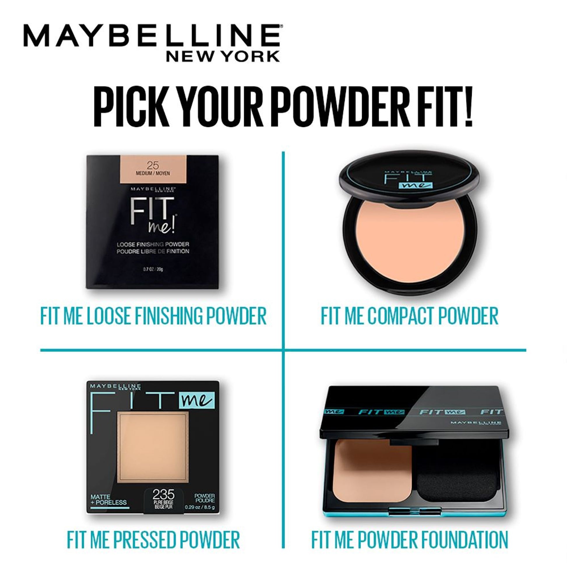 Maybelline New York Fit Me Matte + Poreless Pressed Powder, Lightweight - 110 Porcelain - 120 Classic Ivory