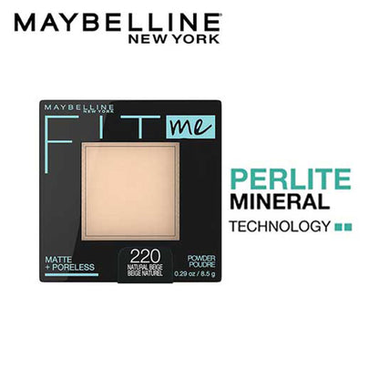 Maybelline New York Fit Me Matte + Poreless Pressed Powder, Lightweight - 110 Porcelain - 220 Natural Beige