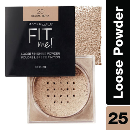 Maybelline New York Fit Me Loose Finishing Powder, Silky & Lightweight Powder - 15 Light - 25 Medium