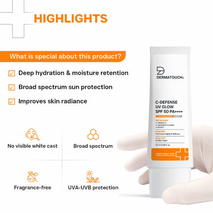 Dermatouch C-Defense UV Glow SPF 50 PA++++ Fluid Sunscreen