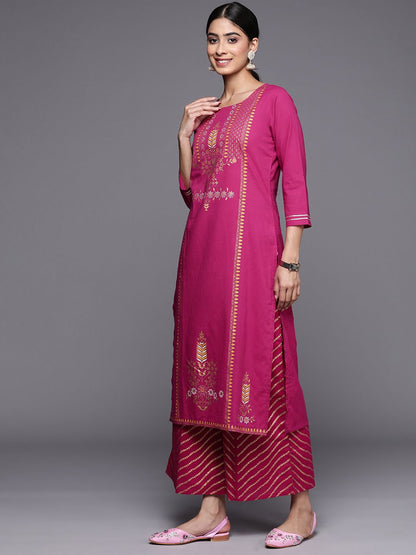 Indyancart VA Women'sFloral Printed Regular Kurta With Palazzos & Dupatta
