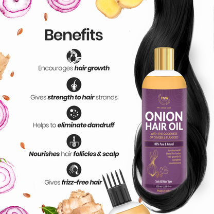 TNW The Natural Wash Onion Hair Oil For Hair Growth & Control Hair Fall With Comb Applicator