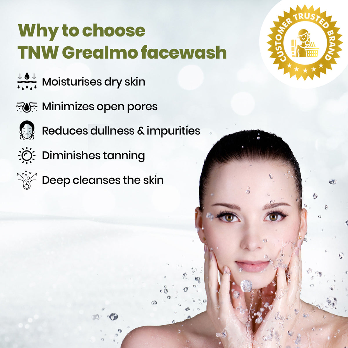 TNW The Natural Wash Green Tea Face Wash with Almond Oil for Soft Skin & Open Pores - For Dry Skin