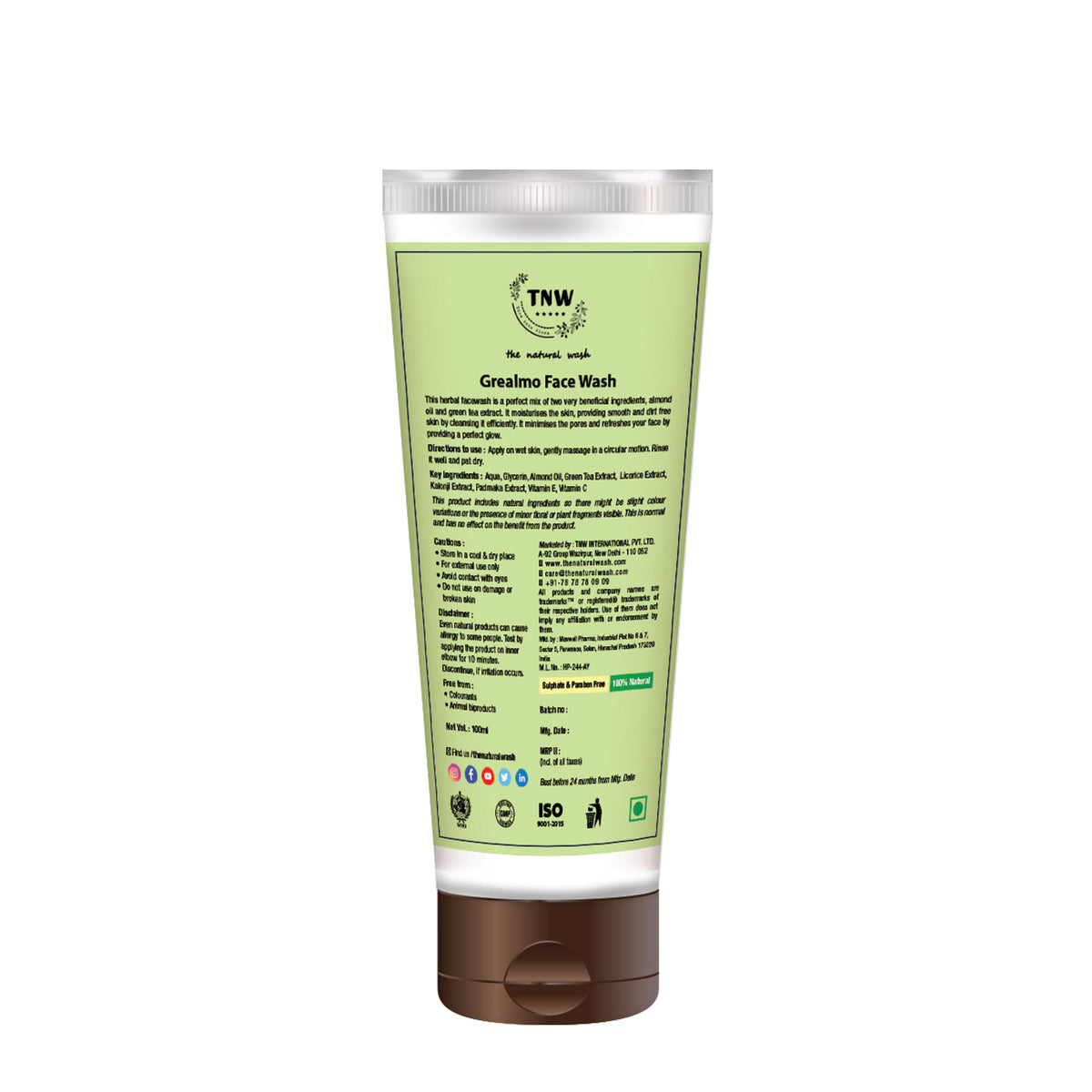 TNW The Natural Wash Green Tea Face Wash with Almond Oil for Soft Skin & Open Pores - For Dry Skin