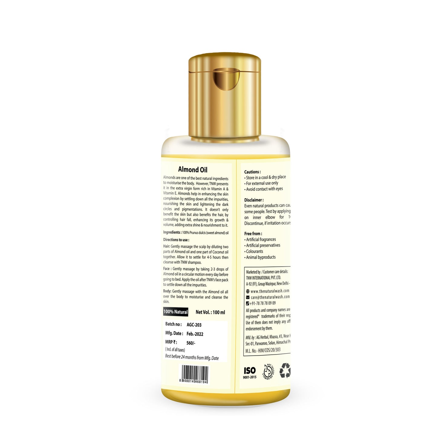 TNW The Natural Wash Pure Almond Oil Badam Rogan For Glowing Face & Body And Healthy Hair
