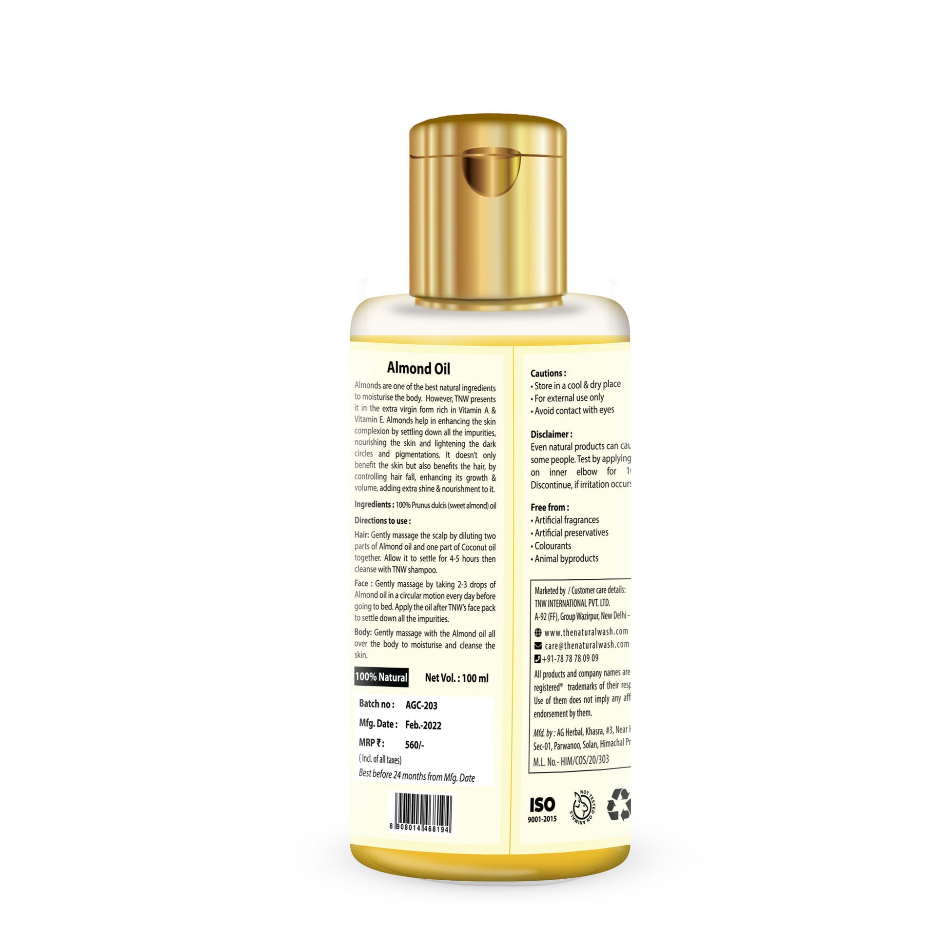 TNW The Natural Wash Pure Almond Oil Badam Rogan For Glowing Face & Body And Healthy Hair