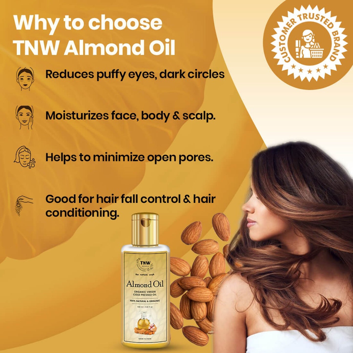 TNW The Natural Wash Pure Almond Oil Badam Rogan For Glowing Face & Body And Healthy Hair