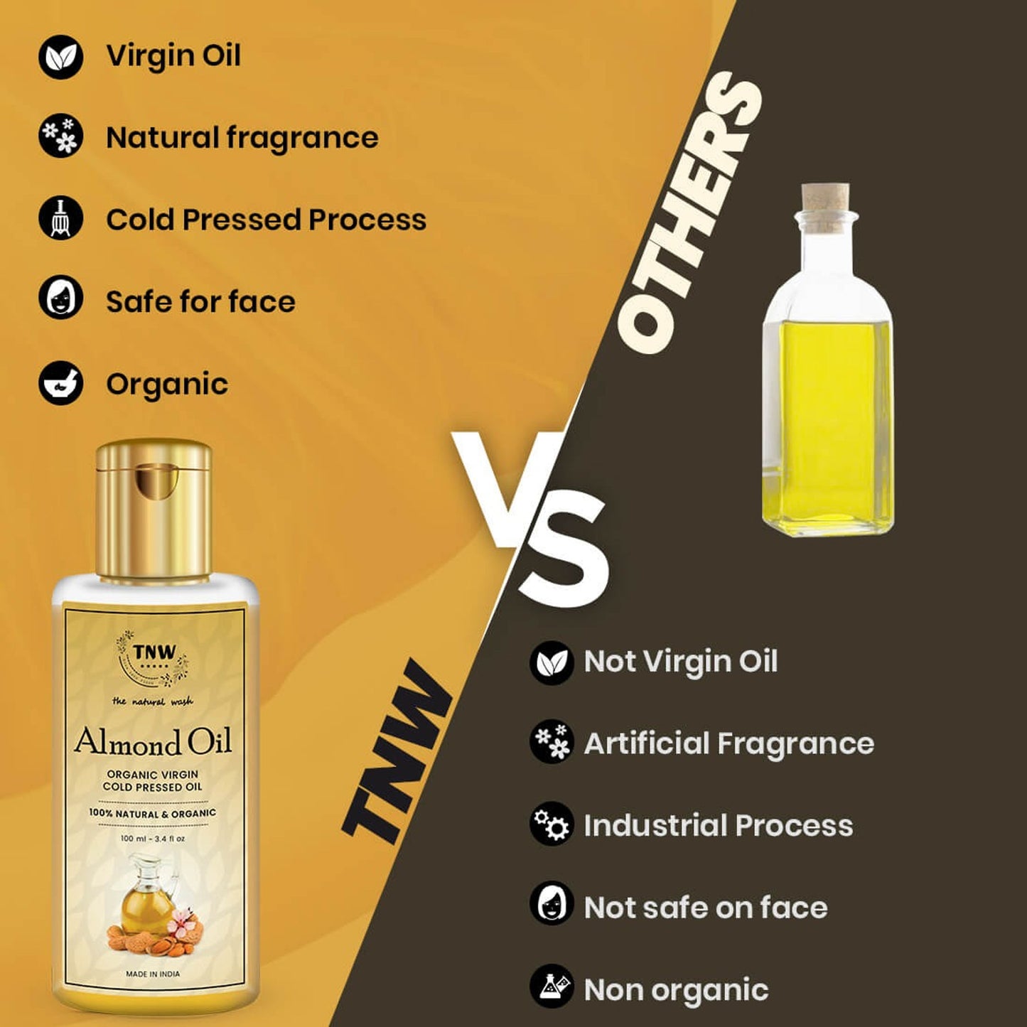 TNW The Natural Wash Pure Almond Oil Badam Rogan For Glowing Face & Body And Healthy Hair
