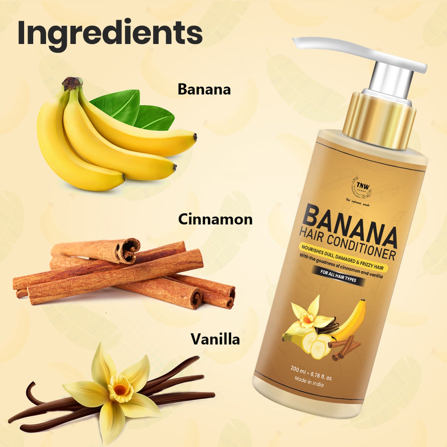 TNW The Natural Wash Banana Hair Conditioner for Nourishes Dull, Damaged & Frizzy hair (200ml)