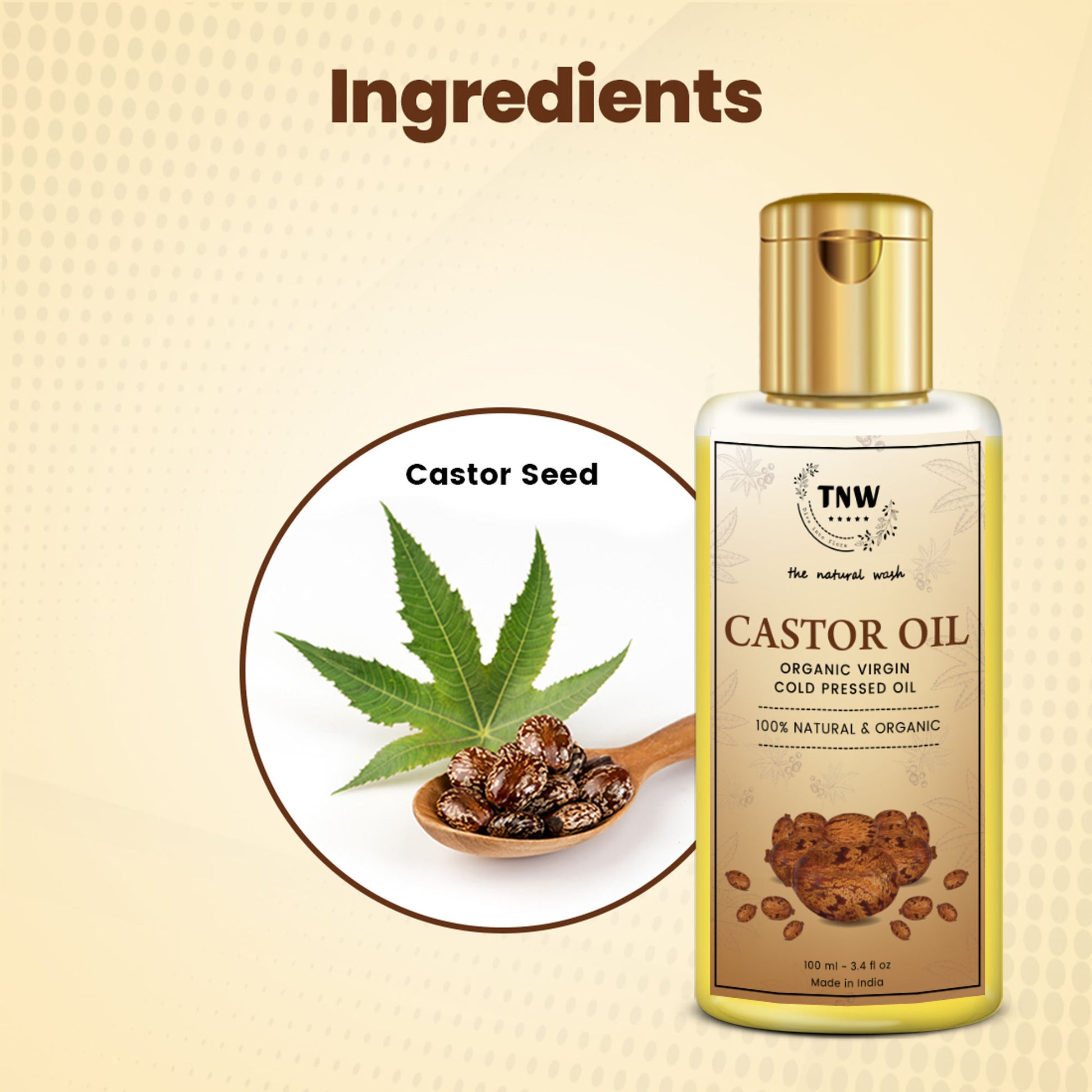 TNW The Natural Wash Pure Cold Pressed Castor Oil For Healthy Hair, Skin & Nail Growth