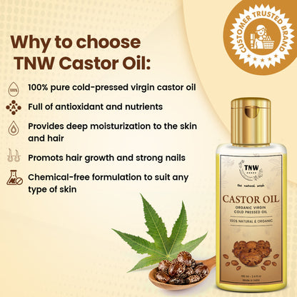 TNW The Natural Wash Pure Cold Pressed Castor Oil For Healthy Hair, Skin & Nail Growth