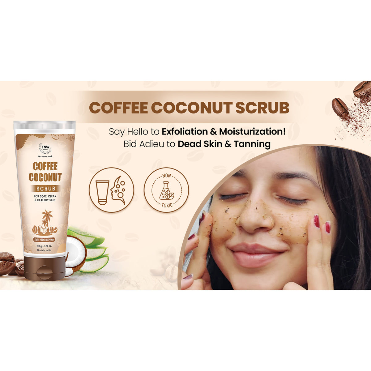 TNW The Natural Wash Deep Exfoliating Coffee & Coconut Face & Body Scrub For Glowing Skin