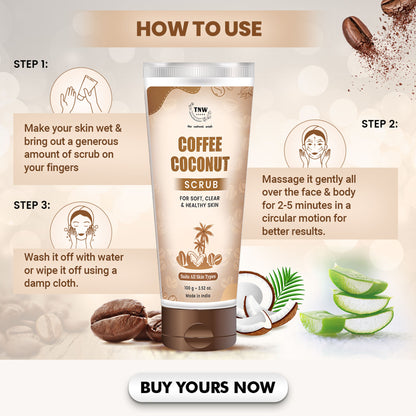 TNW The Natural Wash Deep Exfoliating Coffee & Coconut Face & Body Scrub For Glowing Skin