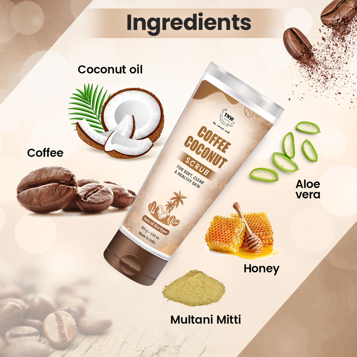 TNW The Natural Wash Deep Exfoliating Coffee & Coconut Face & Body Scrub For Glowing Skin