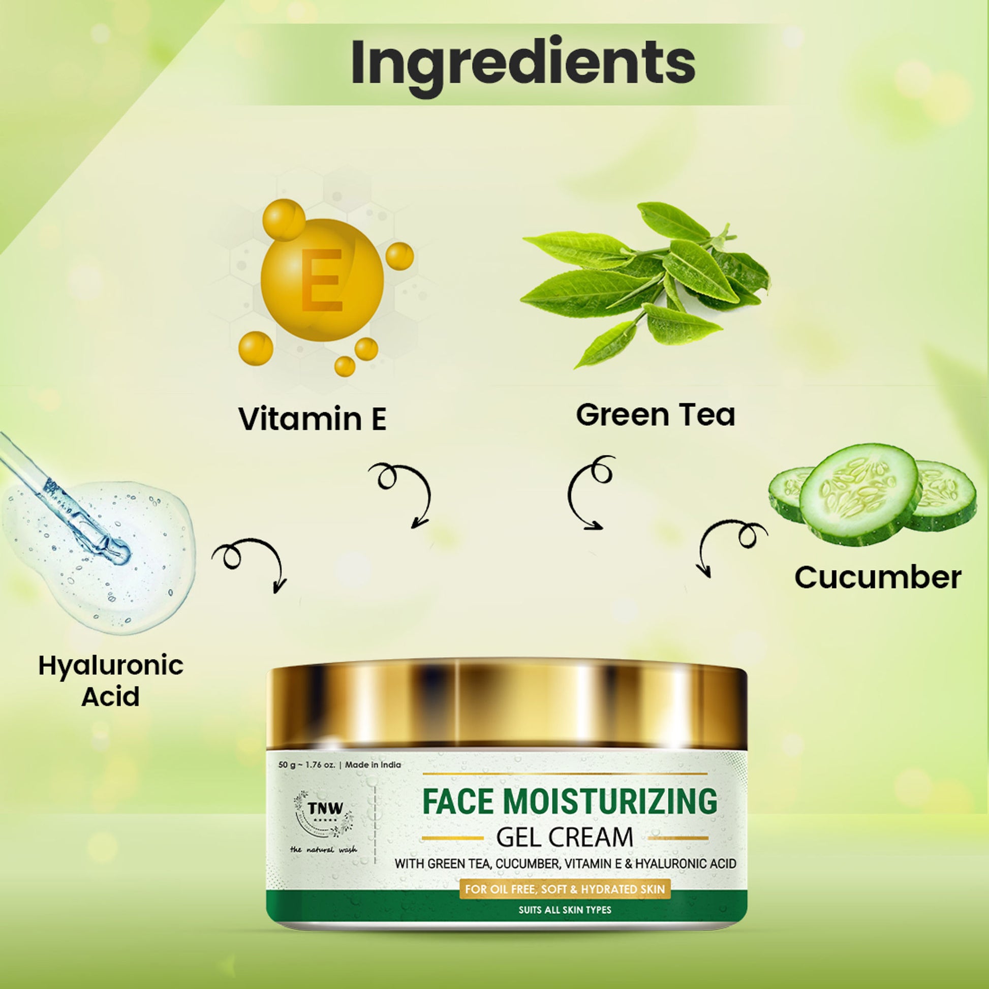 TNW The Natural Wash Face Moisturizing Gel Cream For Dry & Oily Skin Boosts Hydration