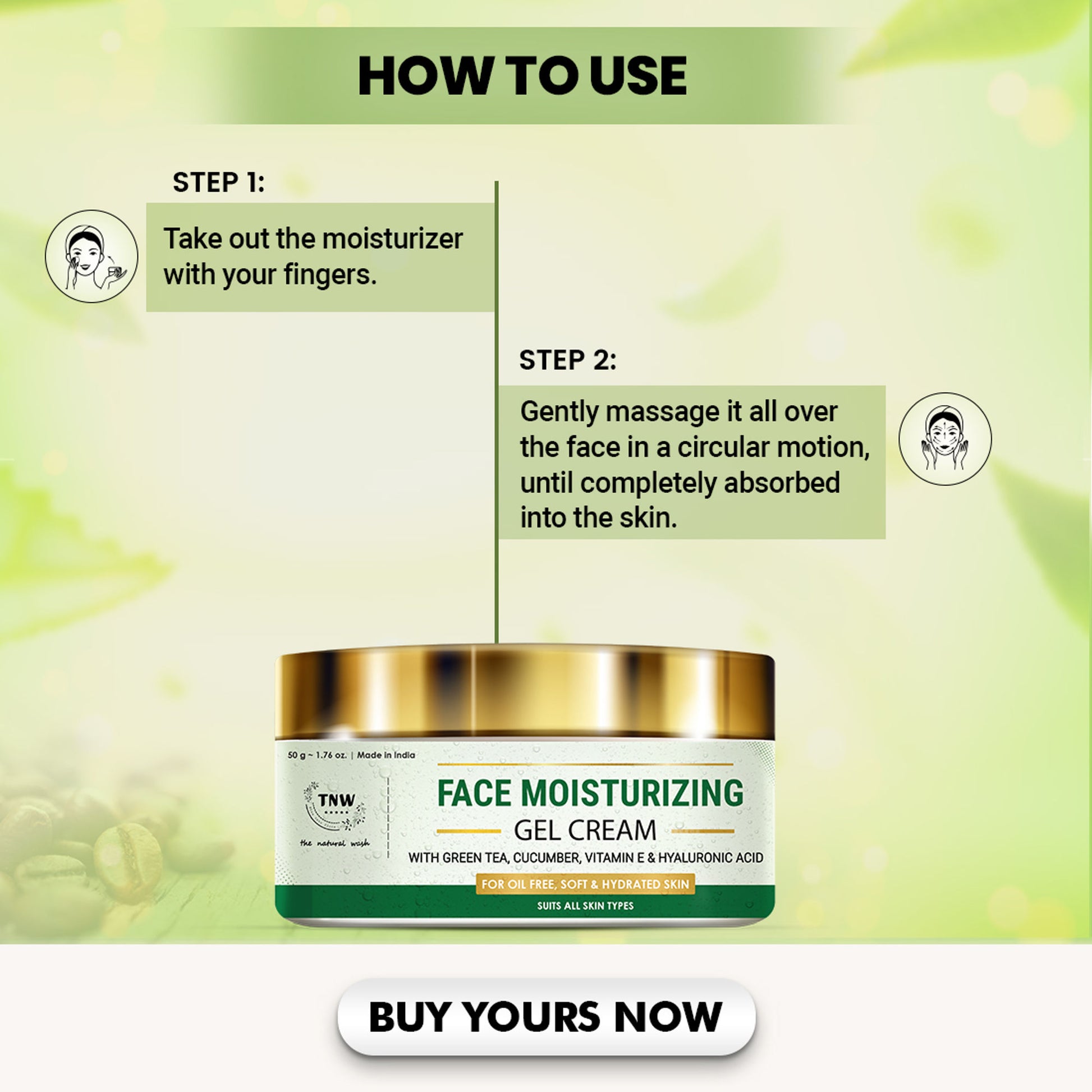 TNW The Natural Wash Face Moisturizing Gel Cream For Dry & Oily Skin Boosts Hydration