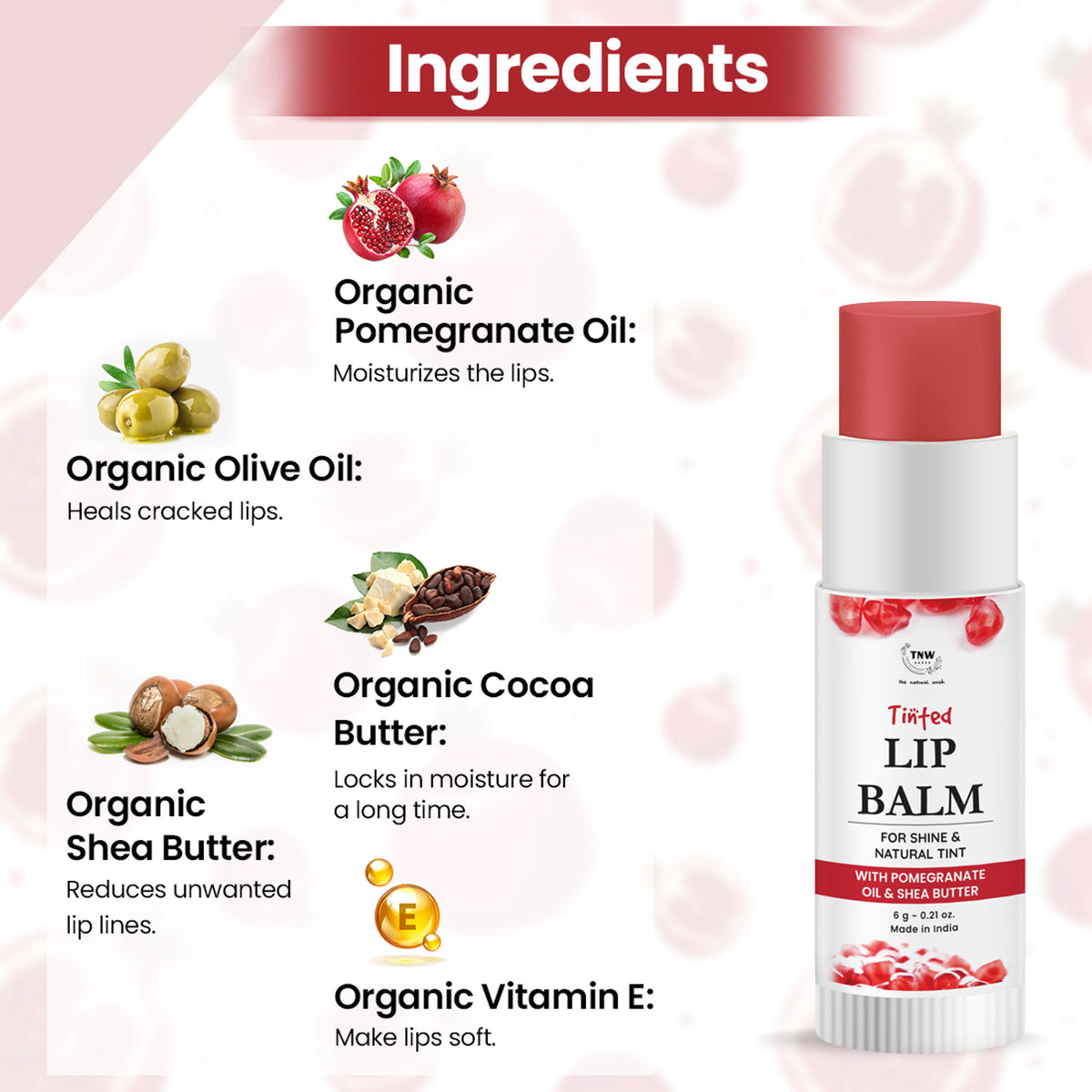 TNW The Natural Wash Moisturizing Pomegranate Tinted Lip Balm - Pomegranate