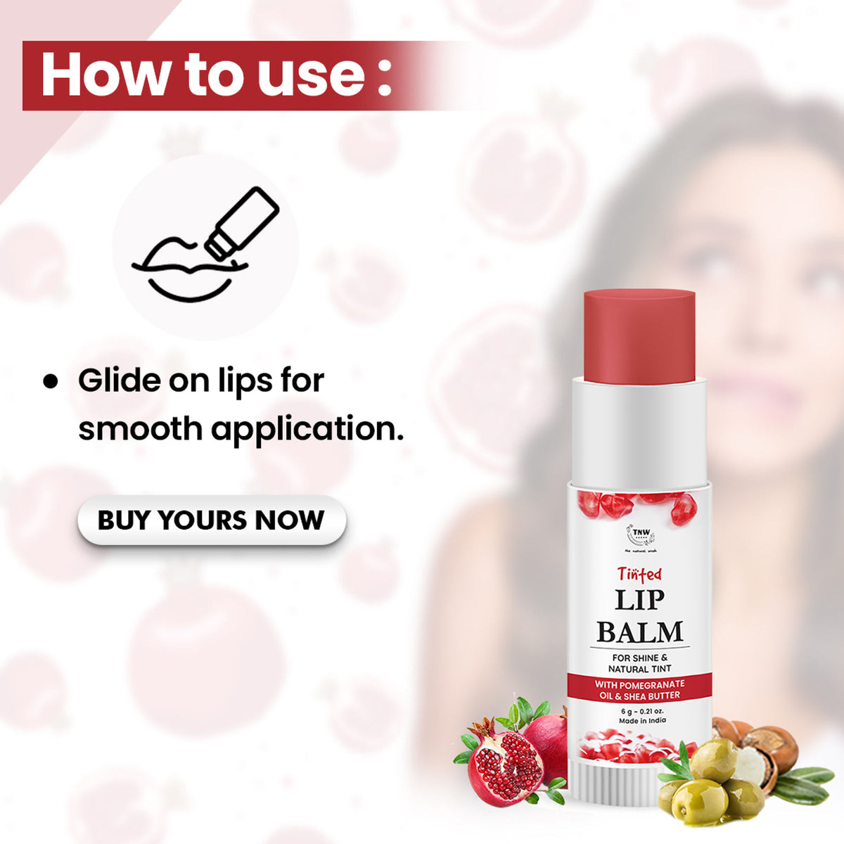 TNW The Natural Wash Moisturizing Pomegranate Tinted Lip Balm - Pomegranate