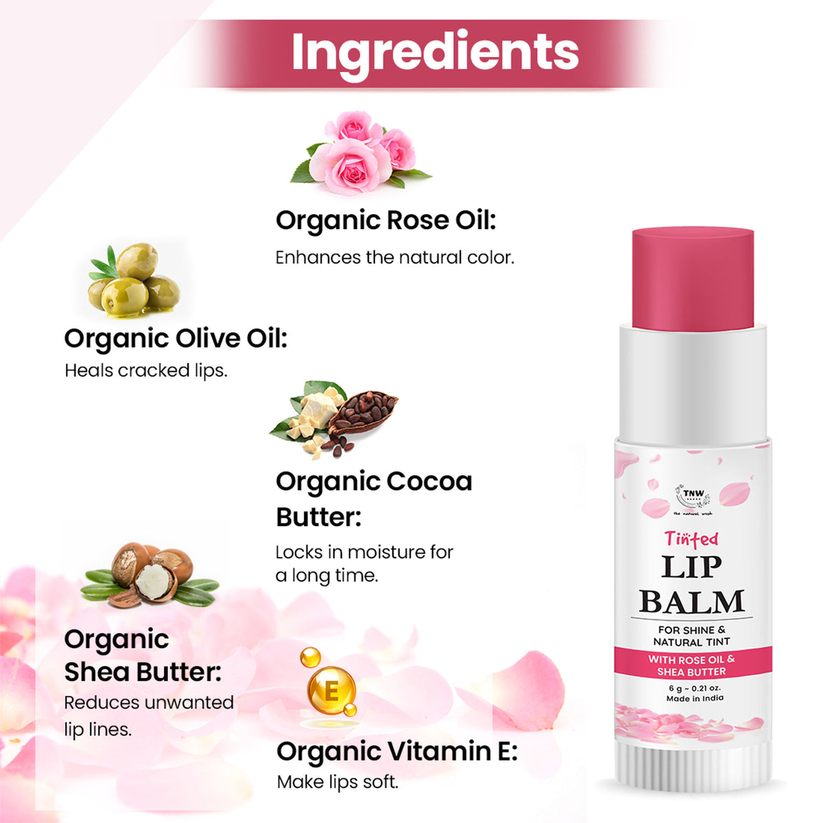 TNW The Natural Wash Moisturizing Pomegranate Tinted Lip Balm - Rose