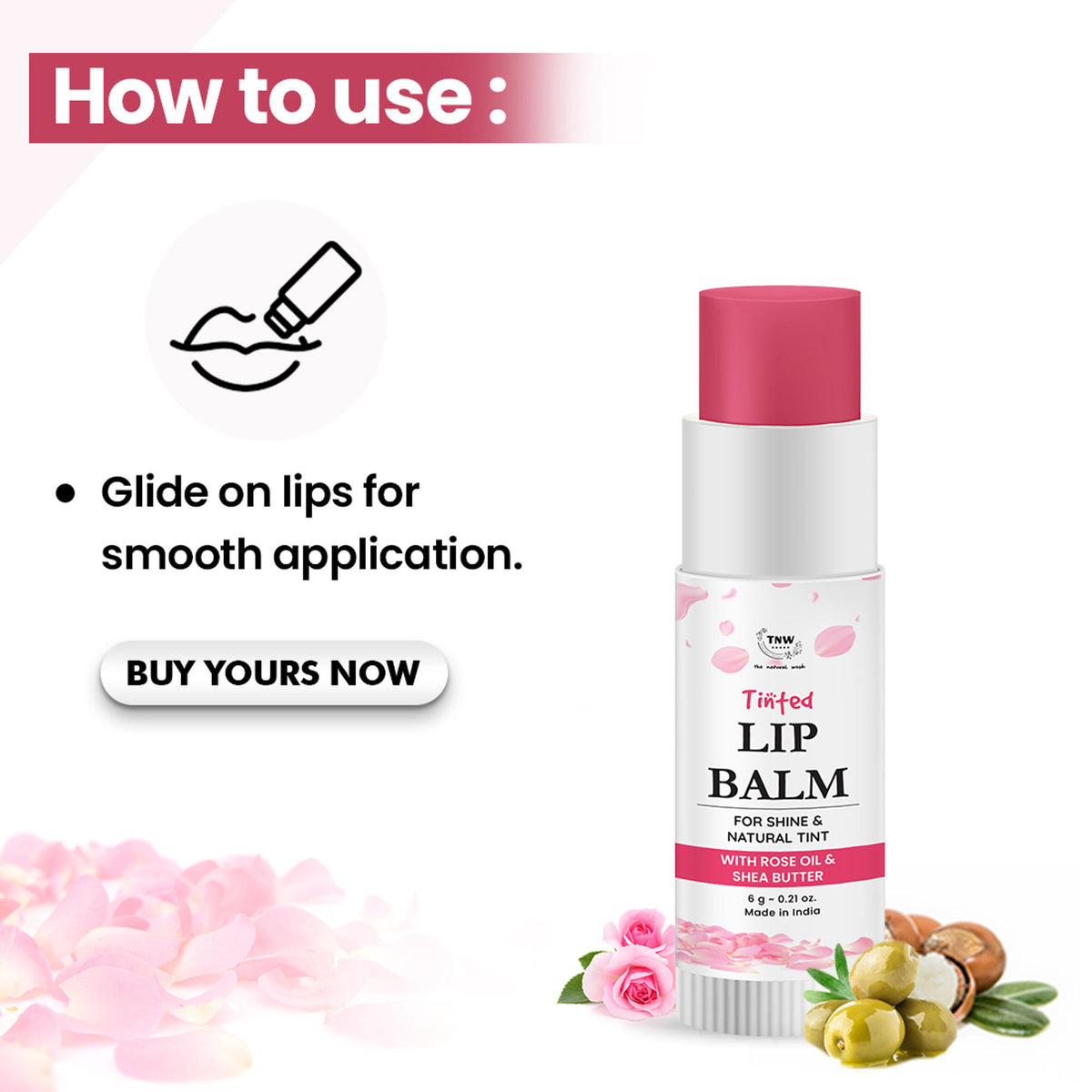 TNW The Natural Wash Moisturizing Pomegranate Tinted Lip Balm - Rose