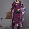 Dhiyona IE Women Floral Embroidered Regular Sequinned Kurta with Trousers & With Dupatta
