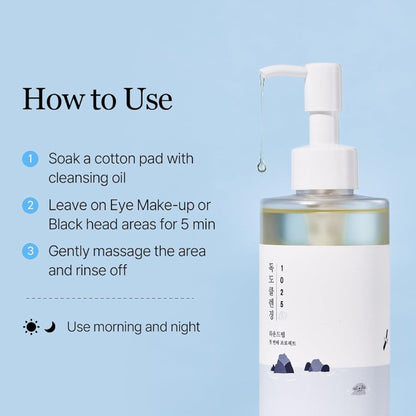 Round Lab 1025 Dokdo Cleansing Oil, Alcohol-Free Oil Cleanser for Blackheads