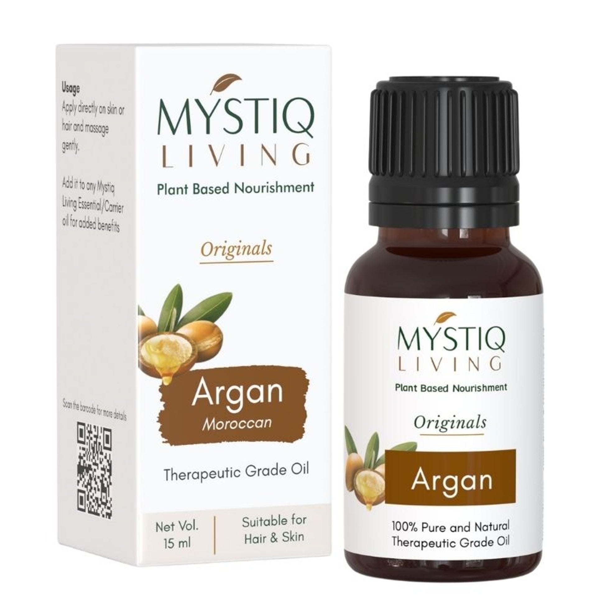 Mystiq Living Moroccon Argan Oil 100% Pure Cold Pressed for Frizz Control of Hair, Beard & Face Care