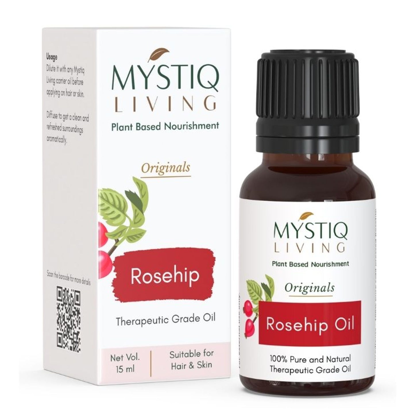 Mystiq Living Rosehip Seed Oil 100% Pure Cold Pressed For Cleansing Facial Oil fro Gua Sha Massage,