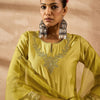 Dhiyona IE Women Ethnic Motifs Embroidered Regular Liva Kurta with Trousers & With Dupatta