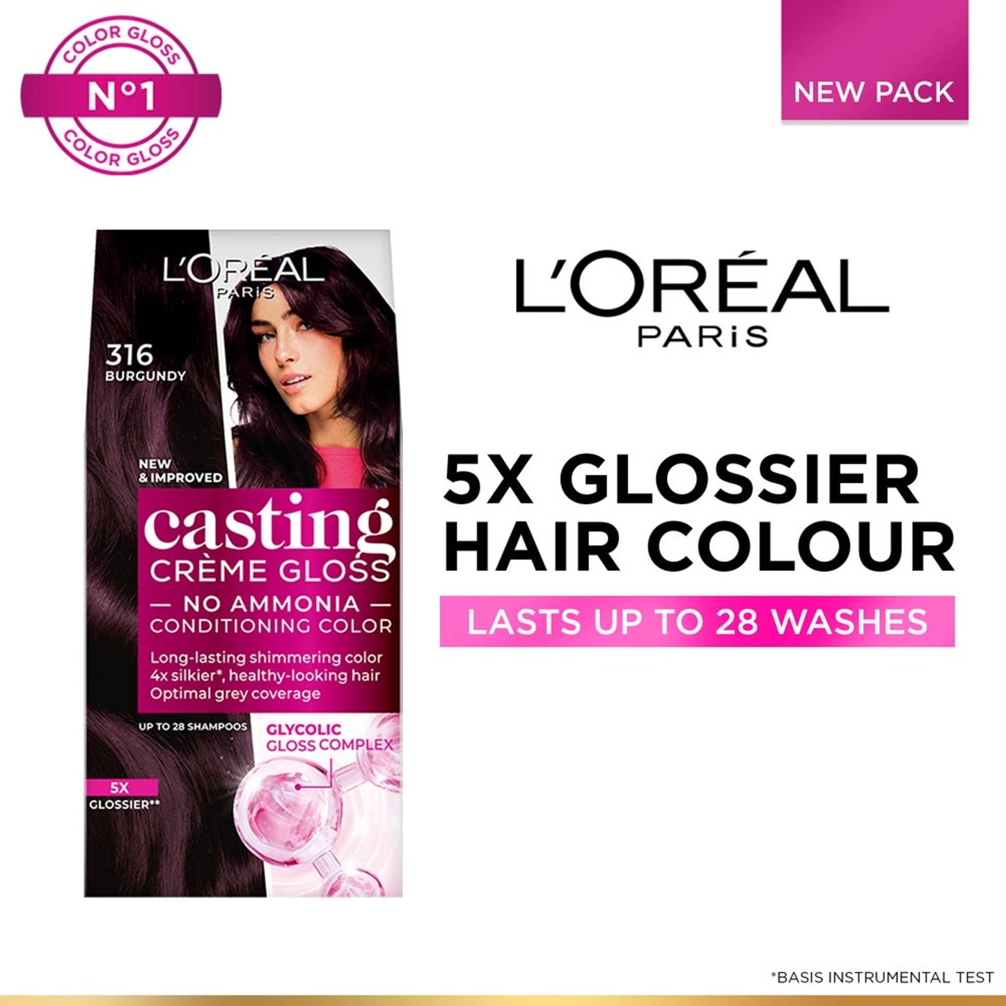L'Oreal Paris Casting Creme Gloss Hair Color - Chocolate 535 | 87.5gm+72ml - 316 Burgundy