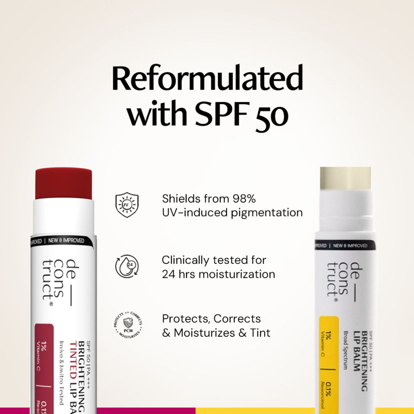 Deconstruct Brightening Tinted Lip Balm SPF 50, Moisturizes & Brightens