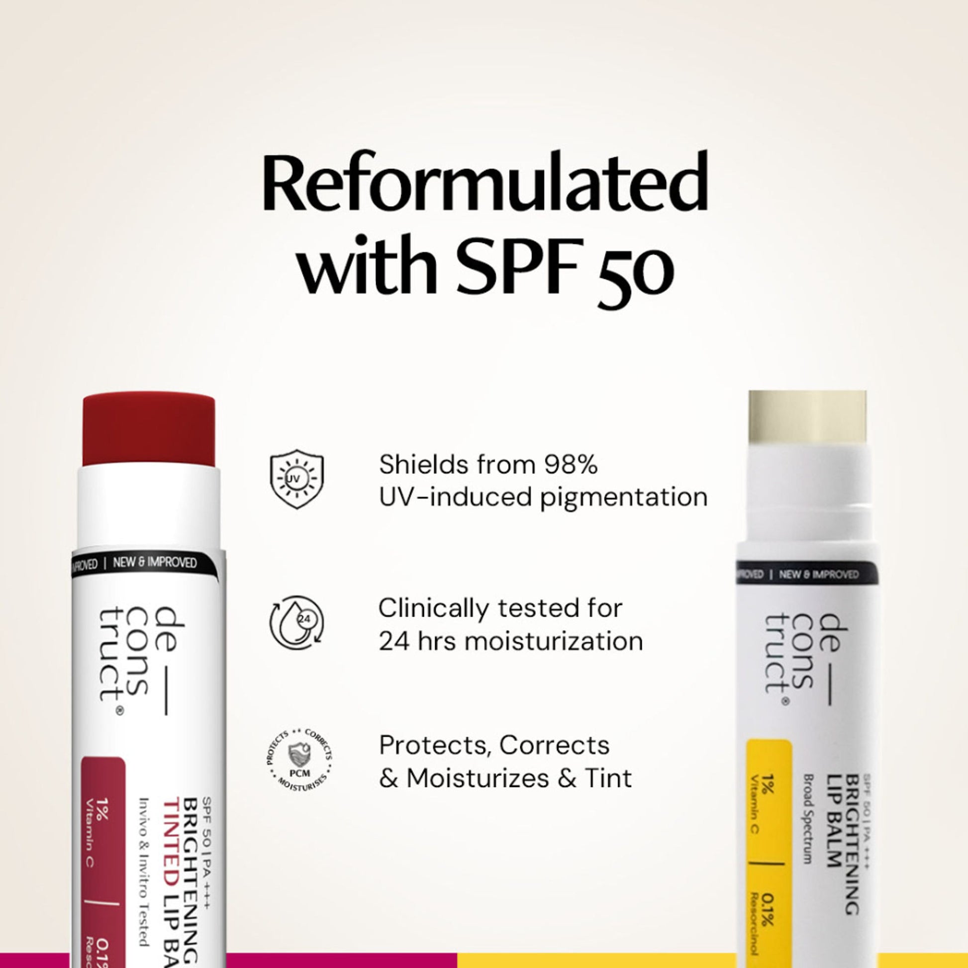 Deconstruct Brightening Tinted Lip Balm SPF 50, Moisturizes & Brightens