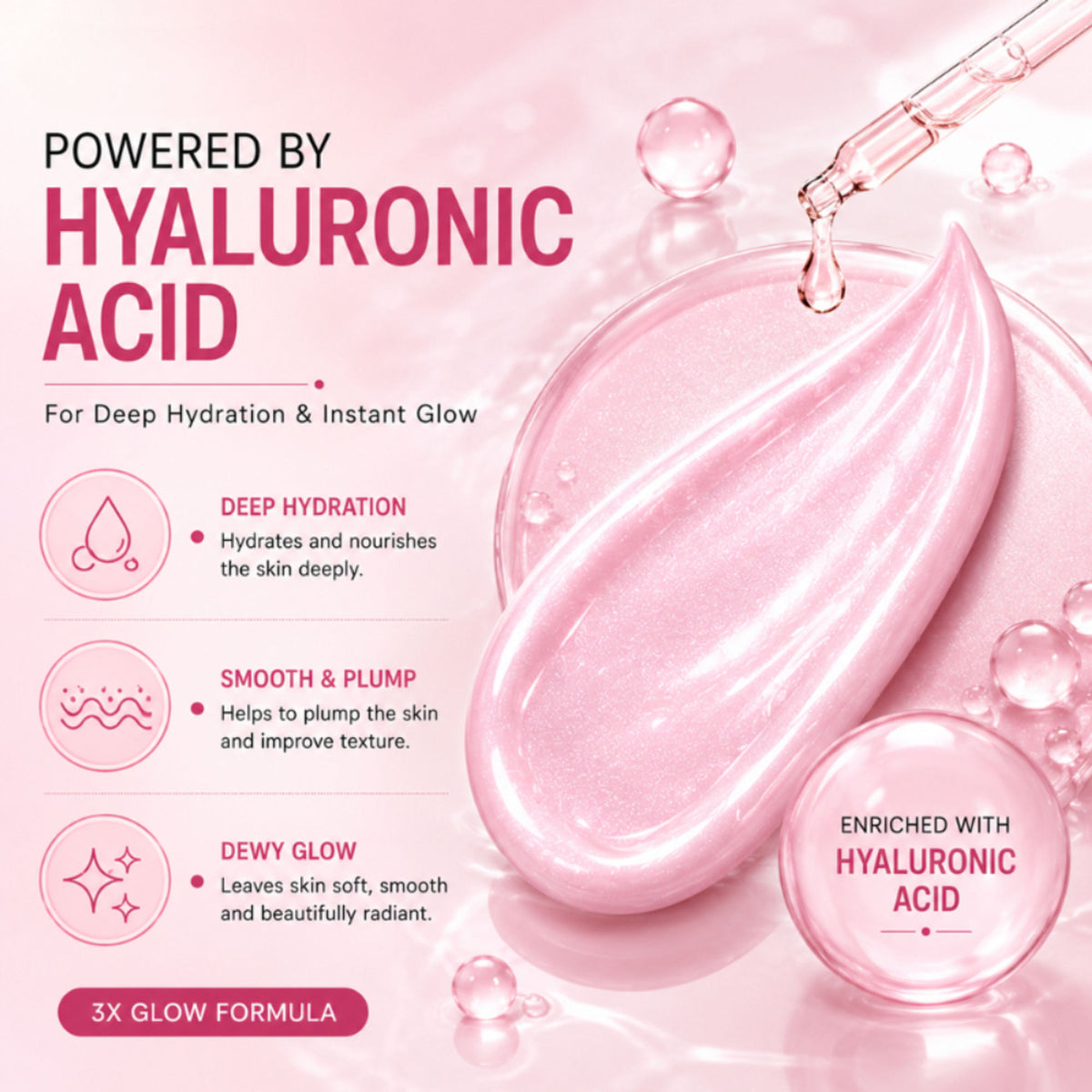 Mountainor 3 In 1 Strobe cream Highlighter + Moisturiser + Primer with Hyaluronic Acid - Pink