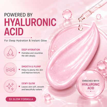 Mountainor 3 In 1 Strobe cream Highlighter + Moisturiser + Primer with Hyaluronic Acid - Pink