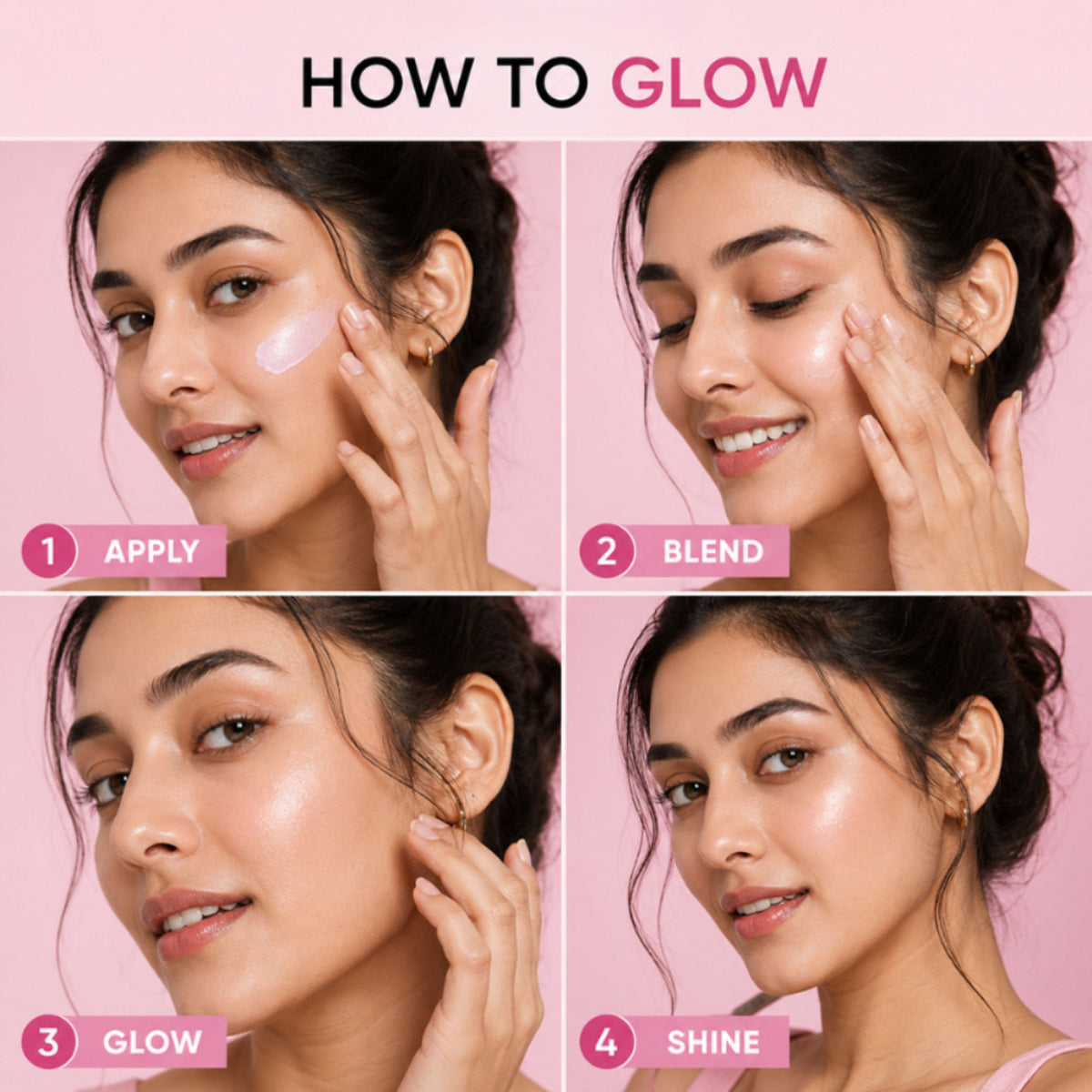Mountainor 3 In 1 Strobe cream Highlighter + Moisturiser + Primer with Hyaluronic Acid - Pink
