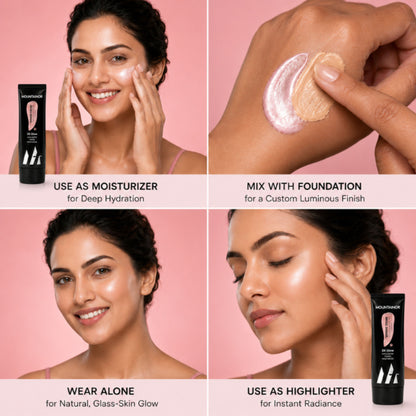 Mountainor 3 In 1 Strobe cream Highlighter + Moisturiser + Primer with Hyaluronic Acid - Pink