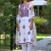 Dhiyona IE White Ethnic Motifs Embroidered Organza Straight Kurta & Trouser With Dupatta