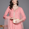 Dhiyona IE Embroidered Regular Sequinned Chanderi Silk Kurta with Trousers & Dupatta