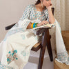 Dhiyona IE Floral Printed V Neck Empire A Line Pure Cotton Kurta With Trousers & Dupatta