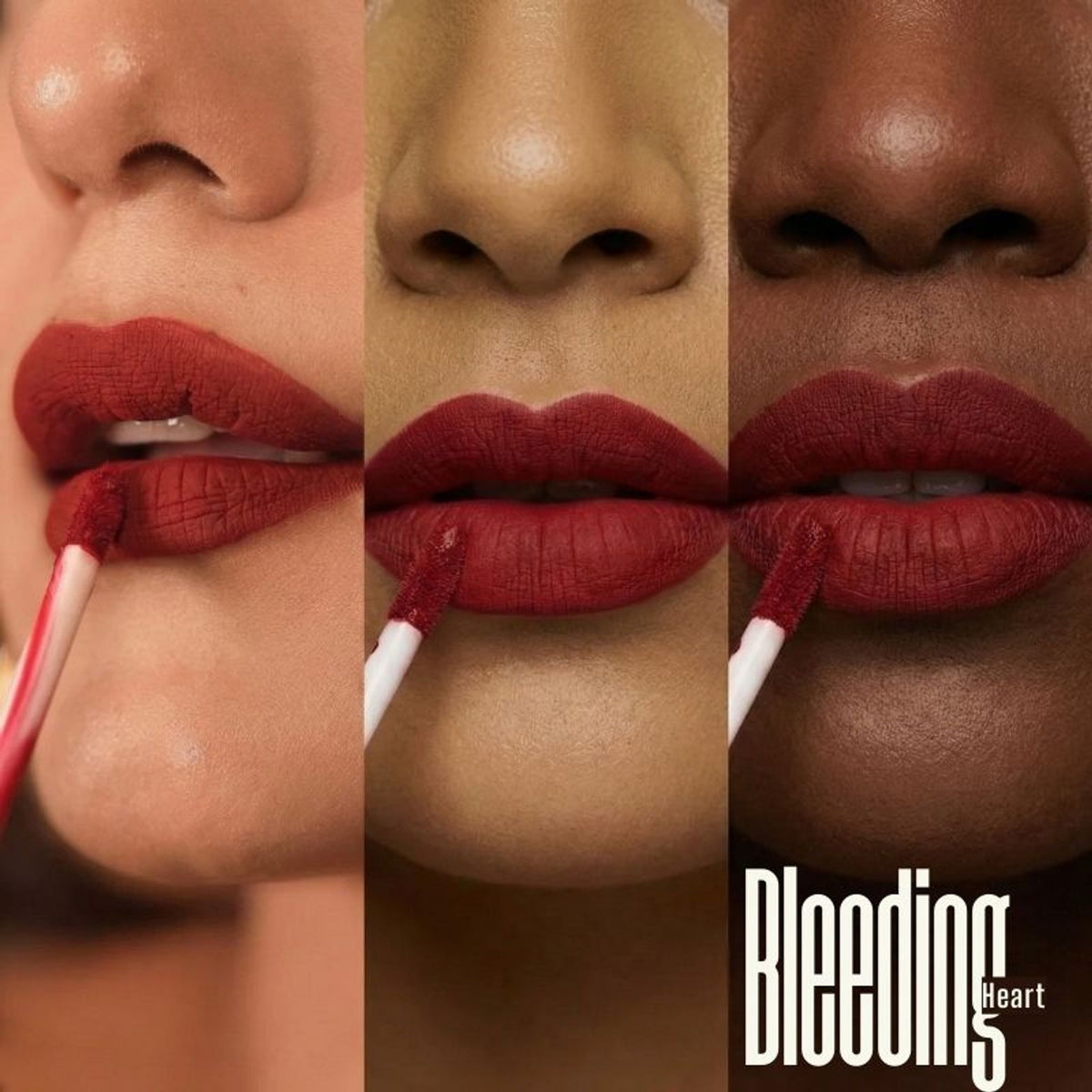 NAFTUN BEAUTY Liquid Matte Lipstick in Bleeding Heart shade, featuring a smooth applicator and vibrant deep red color.