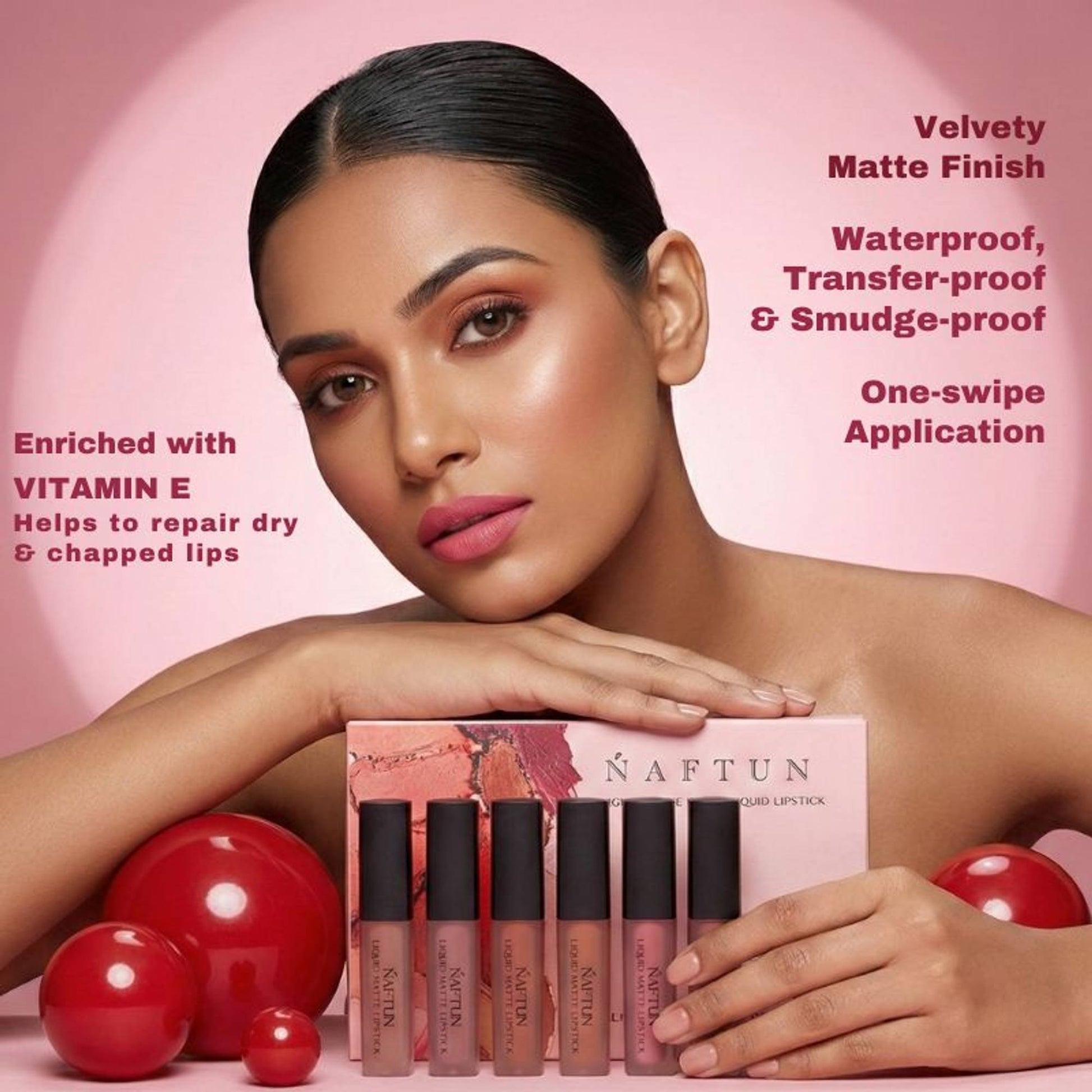 NAFTUN BEAUTY Liquid Matte Mini Lipstick Pack Of 6