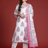Indyancart IE Floral Printed Sequinned Pure Cotton Kurta with Trousers & With Dupatta