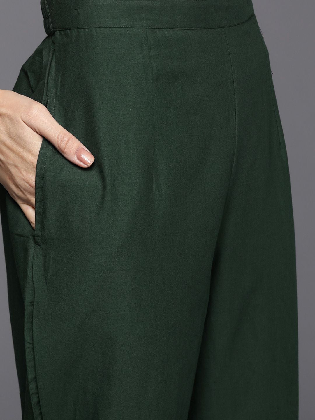 Dhiyona IE Women Green Ethnic Motifs Printed Kurta with Trousers & With Dupatta